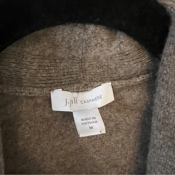 J Jill Light Brown Cashmere Longline Open-Front Cardigan - Picture 4 of 7